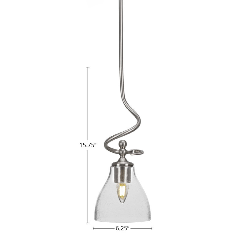 Mini-luminaire suspendu à tige Capri, fini nickel brossé avec verre transparent de 6,25 po