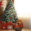 Arbre de Noël artificiel vert 7 pi avec pomme de pin et fruit rouge-318506319