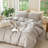 MooMee Lightweight Duvet Cover Set with Zipper Closure 8 Ties 100% Washed Cotton Linen Like Textured Soft Breathable All-Season-111219974-111990382