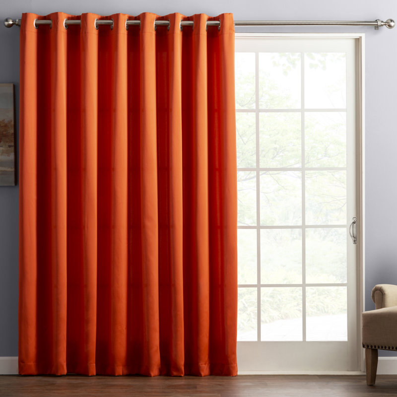 Polyester Room Darkening Noise Reducing Sliding Panel, Tangerine