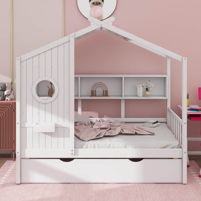 Minimalist Wooden Bed Frame With Underbed Trundle