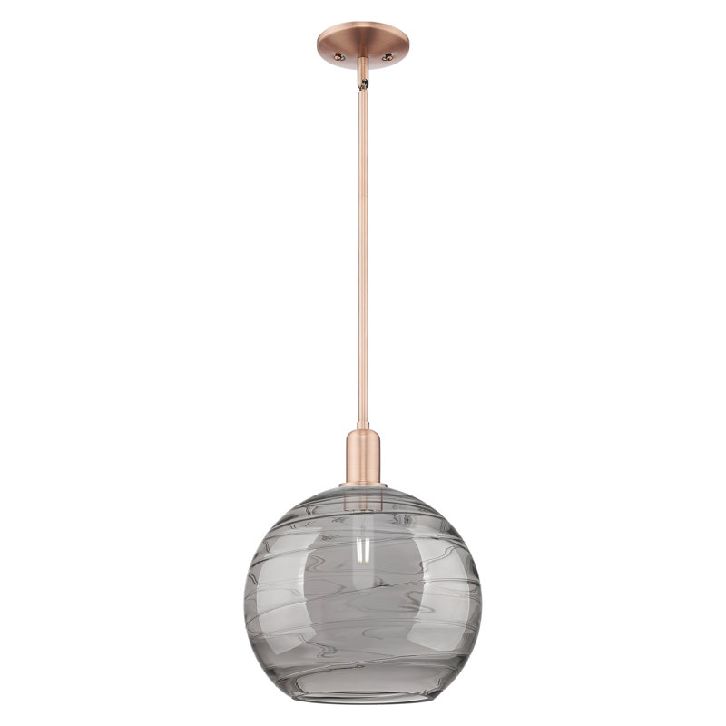 Arcadia - Athens Deco Swirl - Mini-luminaire suspendu 1 tige, Cuivre antique, H 10,38 po x l 12 po x P 12 po