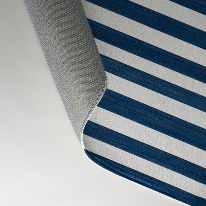 Tapis intérieur / extérieur bleu HorizontalStripes, Rectangle 5 pi x 7 pi