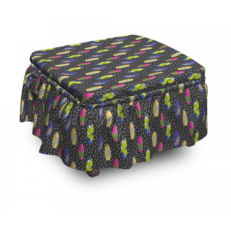 Ensemble de housse pour repose-pieds à coussins carrés 2 pièces surf memphis 80