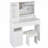 41" Left Drawer Desktop Vanity Table With Cushioned Stool Dresser Set, 2 AC With 2 USB Power Station, Hair Dryer Stand, Touch Control LED Mirror, 3-Color Switch, EPA, GCC, UL Certificate-675336953