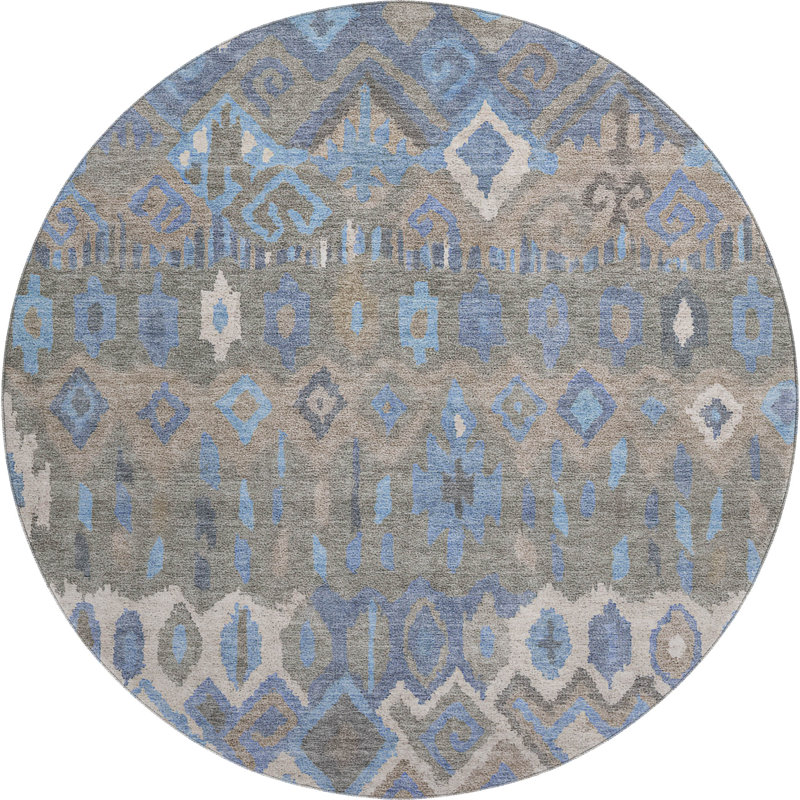 Premium Machine Washable Mayfield AMF2304 Casual Rug, Denim, 8' Round