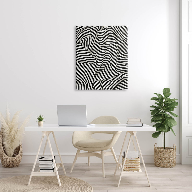 Toile pliée à rayures et drapés par Ashley Aldridge, H 40 po x l 30 po x P 1,5 po