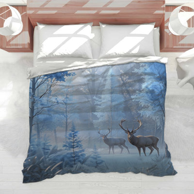 Deer In Frosty Forest Comforter
