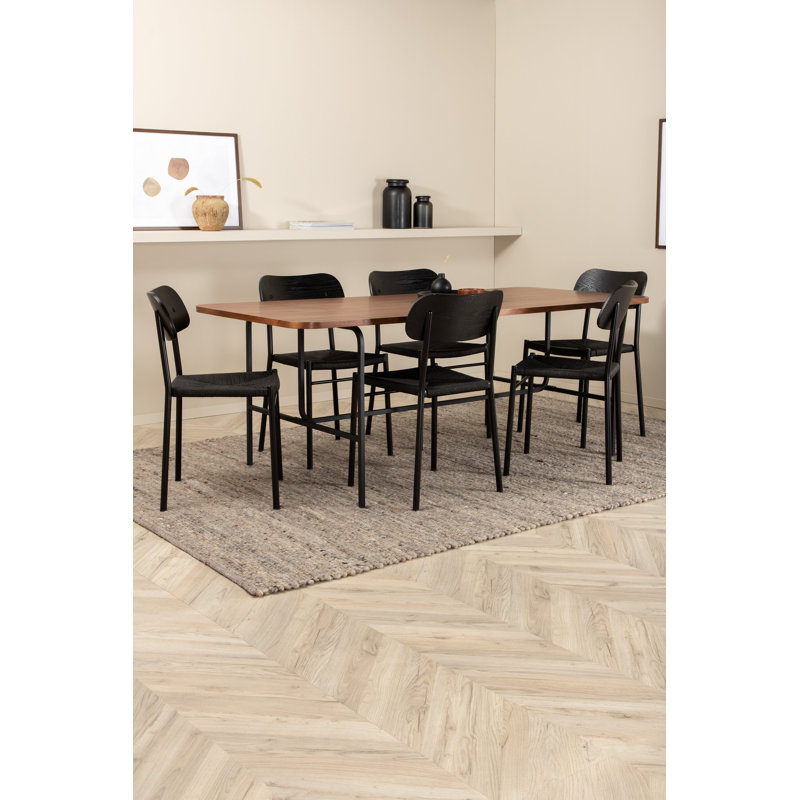 Amerius 6 - Person Dining Set, Beige, Black