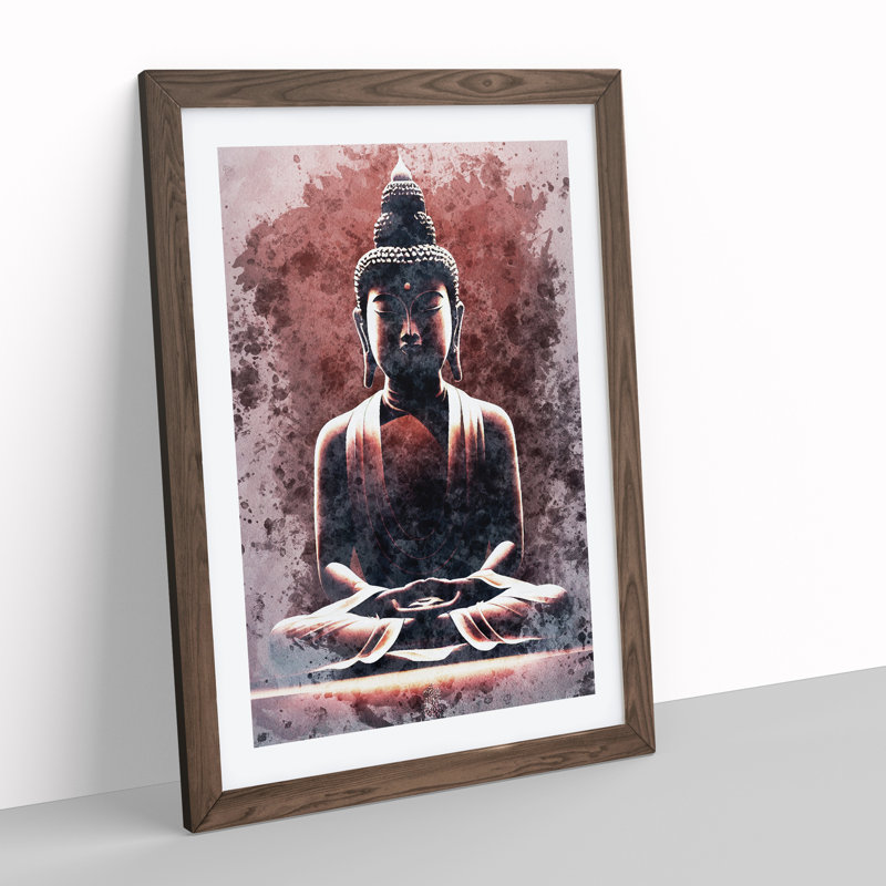 Virtuous Buddha - Single Picture Frame Print, 64cm H x 46cm W x 2cm D, Walnut Framed