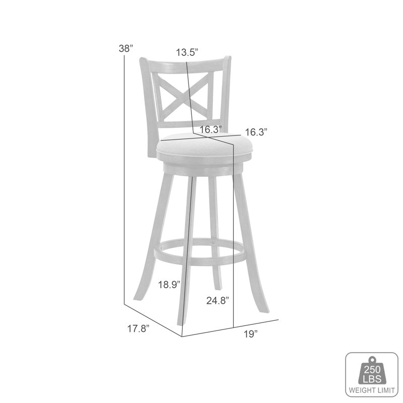 Tabouret de bar pivotant en bois Kodi, Beige, 1, Tabouret de comptoir (siège d'une hauteur de 24,7