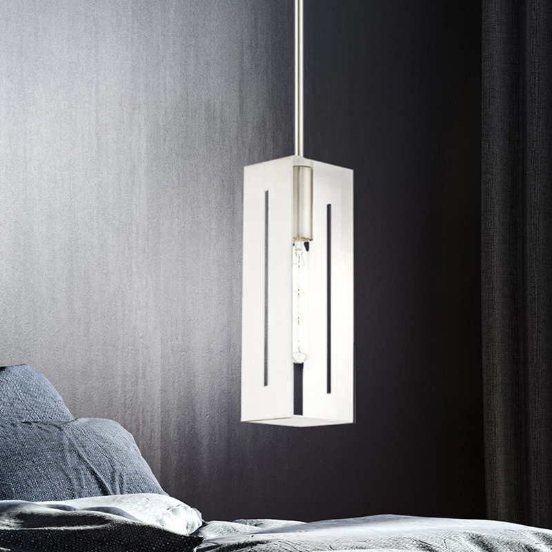 Luminaire suspendu simple à 1 lumière Columbus, Nickel brossé