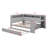 Full Size Wooden Daybed With Trundle And LED Light, Shelves And Charging Station, L-Shaped Daybed With Desk-1285538506