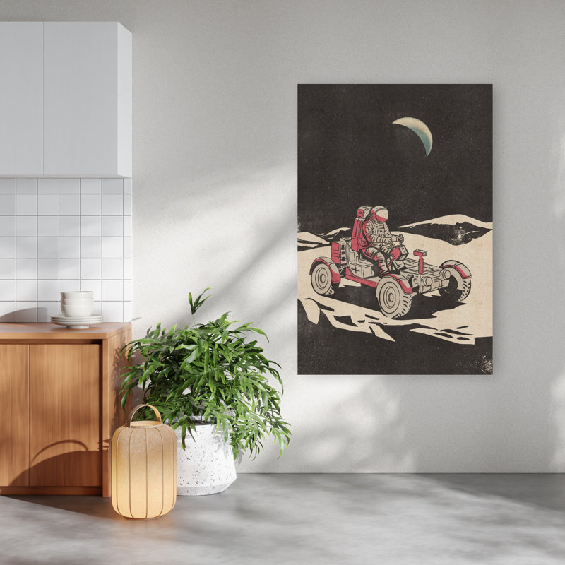 Art mural rétro, paysage lunaire rétro rétro, 60" H x 40" W