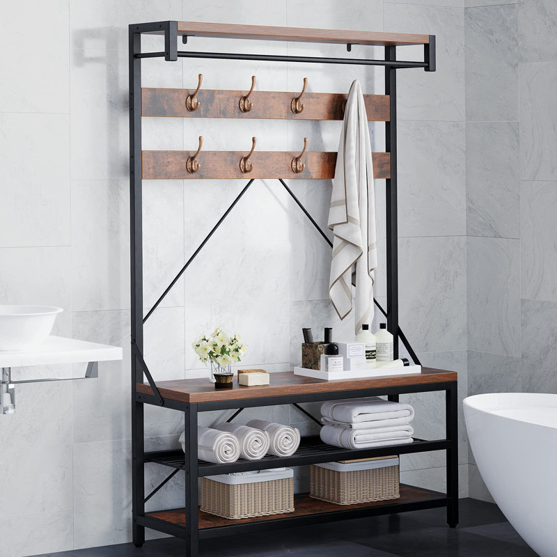 Banc de rangement pour 8 paires de chaussures, Brun