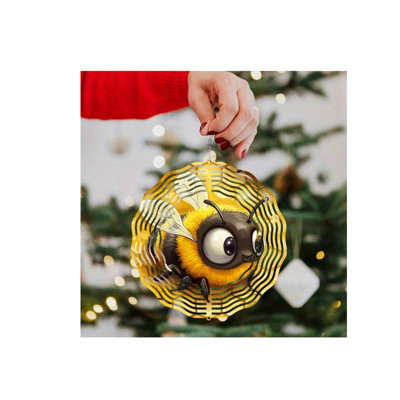 1 Piece 2d Bee-shaped Kinetic Metal Wind Spinner  | Dynamic Rotation | Garden/patio/indoor Use | Perfect Thanksgiving/christmas/anniversary Gift For Wives/girlfriends | Hot Sale High-quality Metal Wind Ornament