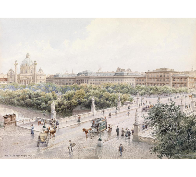 «Vienna Elisabeth Bridge» par Richard Moser, reproduction d'art sur toile tendue, H 24 po x l 17 po