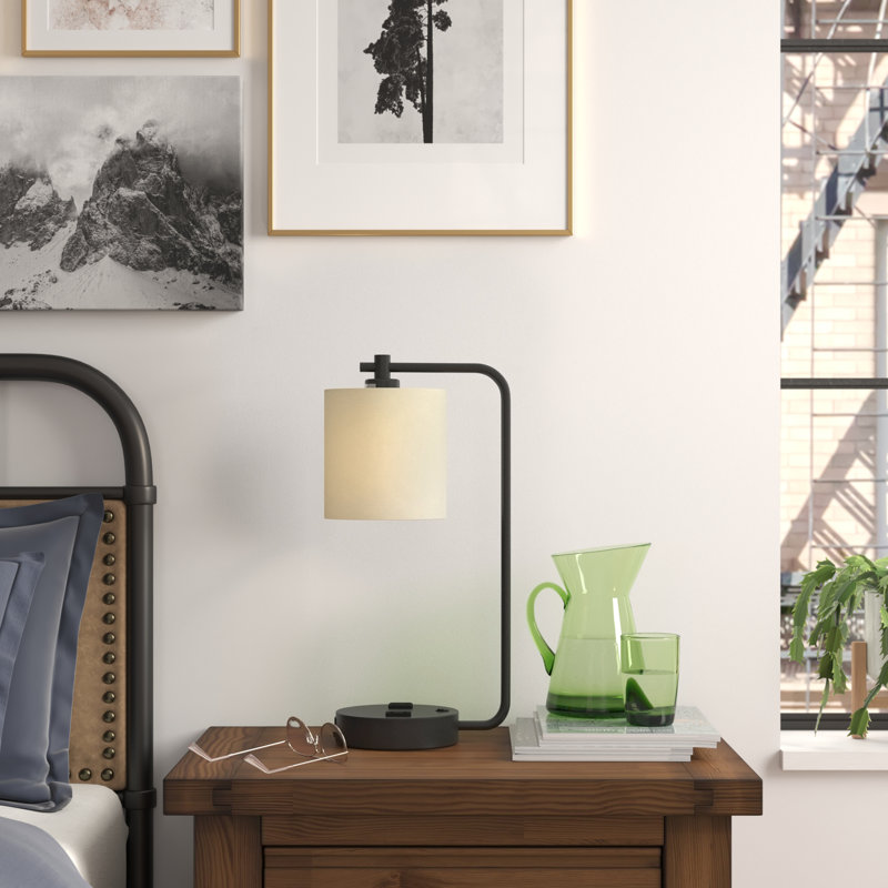 19" Crewe Metal Table Lamp with USB and  AC Outlet