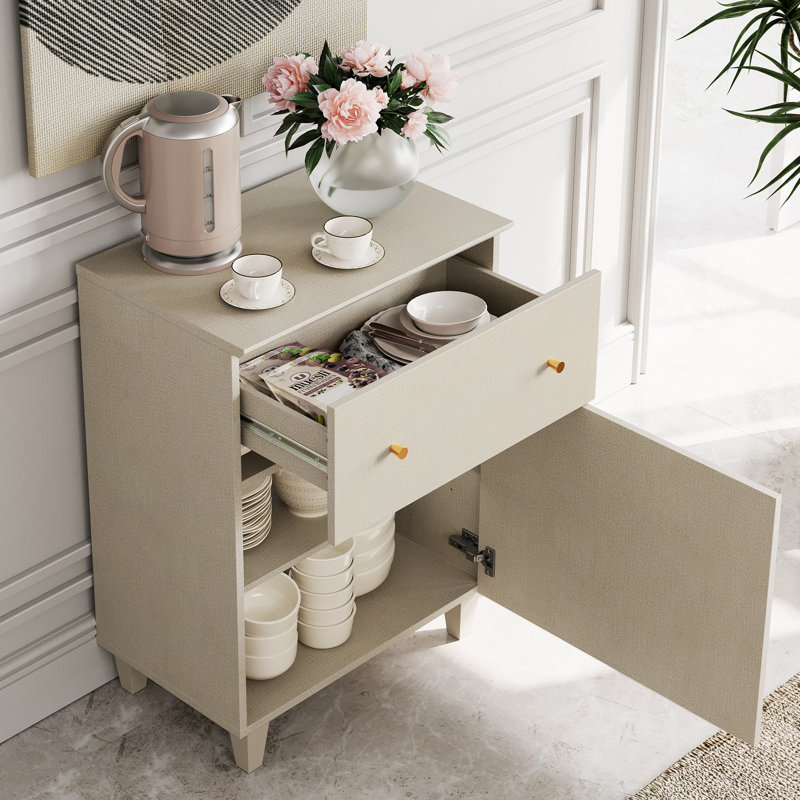 Buffet 4 en 1 avec portes et tiroirs, 118 po, Lin beige
