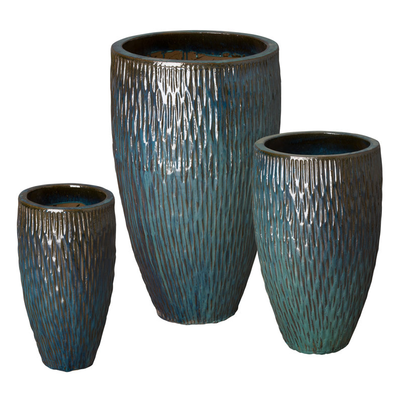 Abdussalam Handmade Ceramic Planter, Teal, 35" H x 21" W x 21" D