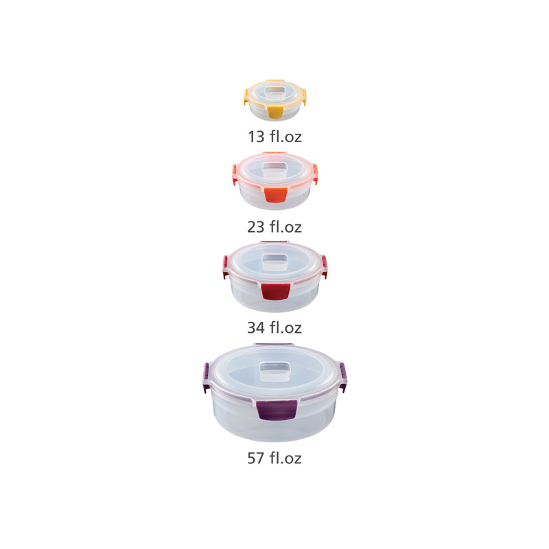 Joseph Joseph Nest Lock 8-Piece Round Food Storage Container Set, BPA Free