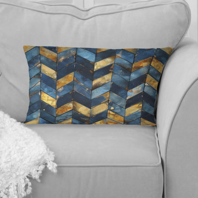 Chevron Waves I - Glam Lumbar Pillow