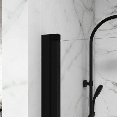 Black 180° Pivot Shower Door, 55" Height X 31.5" Wide, Intriguing Visual Presentation Tempered Glass 55"x31.5" Glass, Energy Design