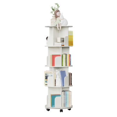 51"H 360° Rotating Bookcase, Revolving Storage Organizer for Home Office and Living Room by Latitude Run