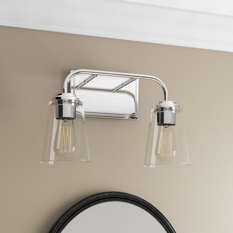 Éclairage pour salle de bain à 2 lumières à intensité variable Briley, nickel poli, Nickel poli