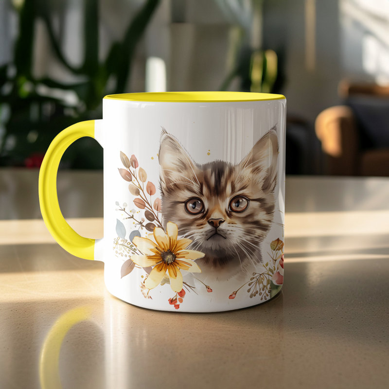 Ceramic Coffee Mug, Yellow, 2