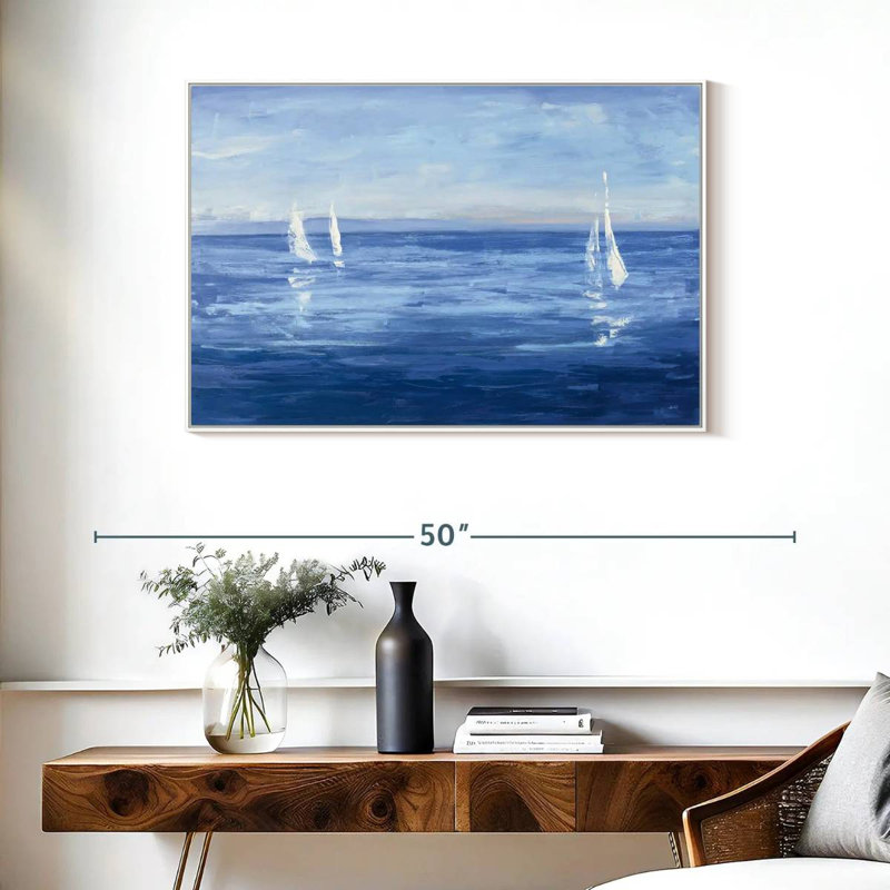 Voile ouverte, Cadre flottant blanc, 37 po x 25 po