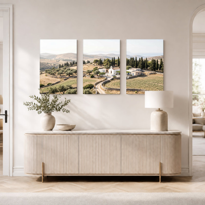 "White Chapel" avec cyprès et Rolling Hills, ensemble de 3 toiles, 18"H x 12"W x 3pcs