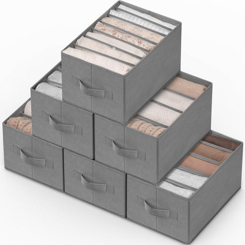 Paquet de 6: Organisateur de vêtements, organisateur de garde-robe et rangement avec poignées, organisateurs de garde-robe pliables en tissu