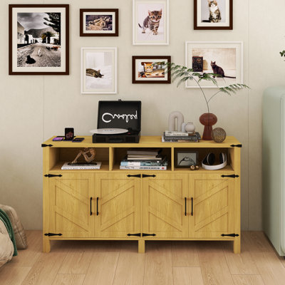 59.00 Inch Wood Sideboard with Power Outlets,USB Ports and Shelves