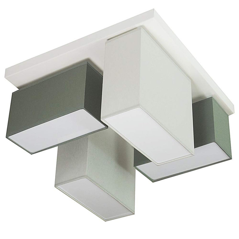 Eris Fabric Semi Flush Mount, Grey and dark grey