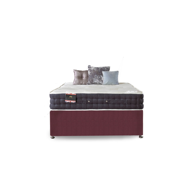 Asia Coil Spring Divan Bed Set, Plum Linen, Small Double, 4 Drawers