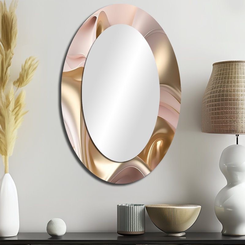 Subtil sophistication en rose exquis et or VI - miroir à encre liquide, miroir mural décoratif moderne, impression d'art en métal
