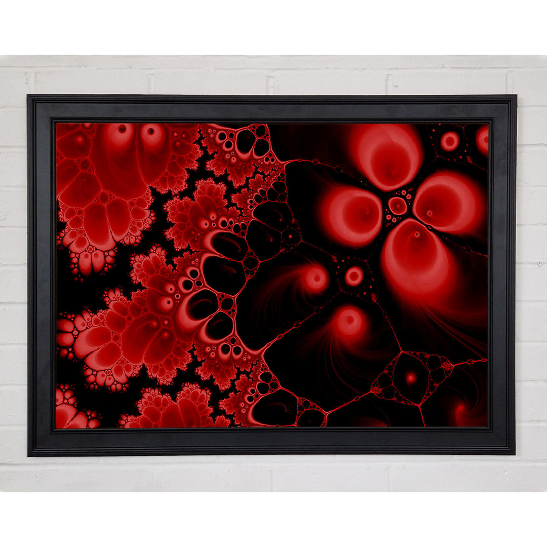 Gerahmtes Wandbild Red On Black Flourish