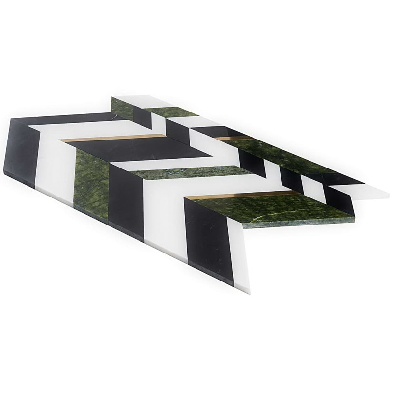 Amari Polished Marble And Aluminum Mosaic, Verde Jade