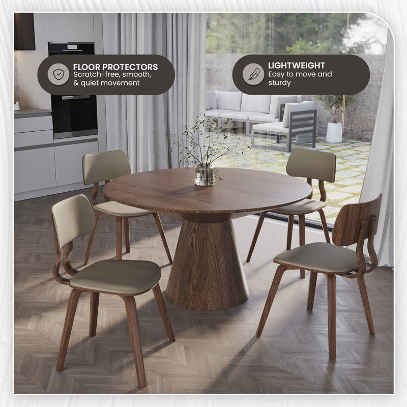 Hoyal Mid-Century Modern Dining Chair - Stained Wood Open Back Accent Chair - Luxury Leather MCM Seating in Single, Set of 2, and Set of 4