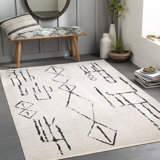 Swampscott black / ivory with abstract pattern