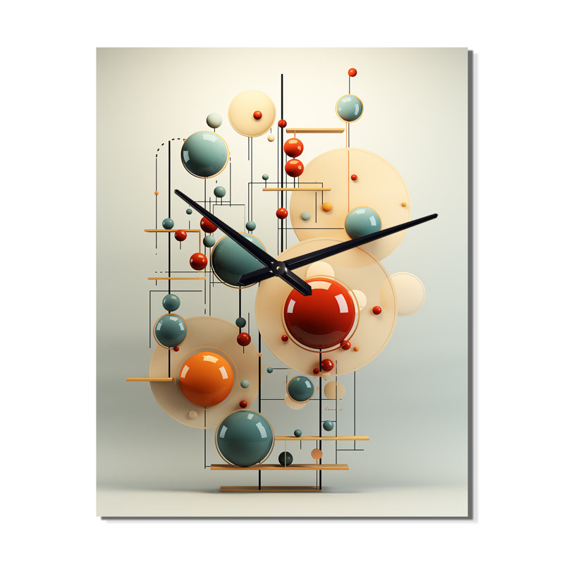 Pendule minimaliste rouge et bleue - horloge murale moderne abstraite, H 32 po x l 16 po x P 1 po