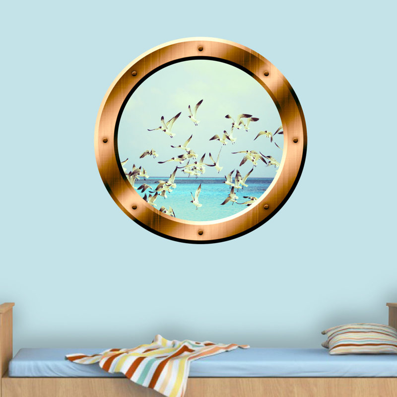 Décalcomanie murale seagulls de troupeau d’oiseaux, H 14 po x l 14 po x P 0,01 po, Bronze