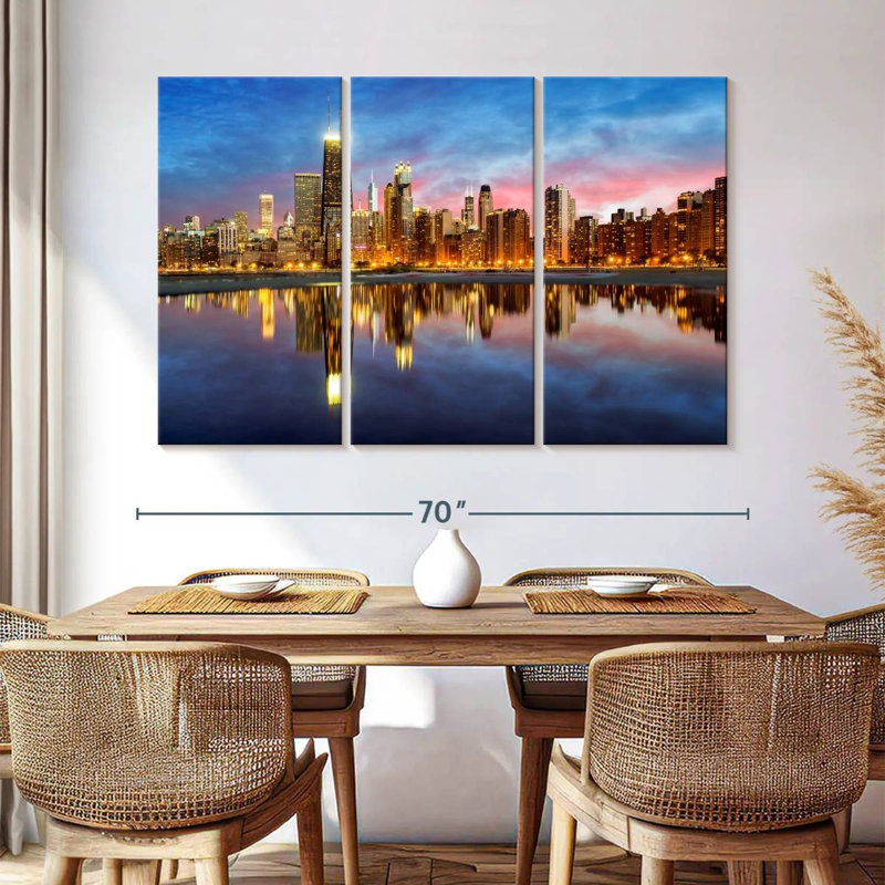 Hannes, lumières de l'horizon de Chicago, H 42 po x l 65 po