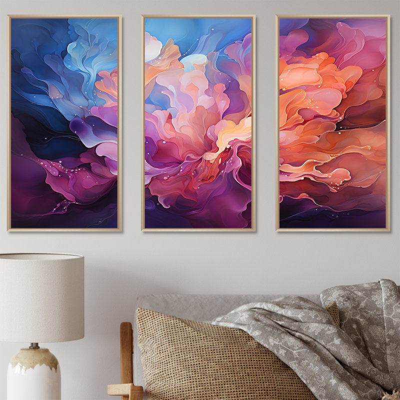 Ensemble de décoration murale Jakin - Aurore boréale, Cadre naturel flottant, H 32 po x l 48 po x P 1 po