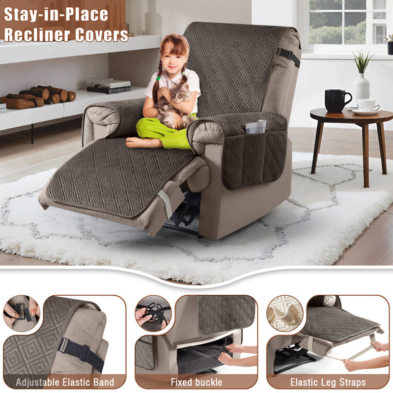 Housse de canapé inclinable en velours imperméable Wildee, Grand l 30 po, Velours brun chocolat