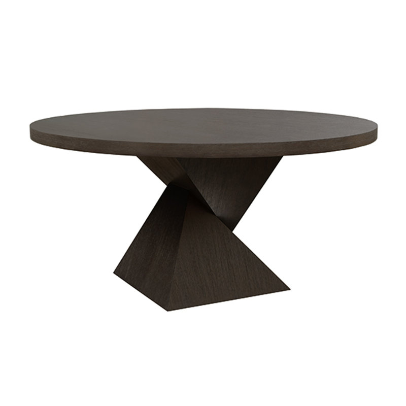 Dark Espresso Oak Round Dining Table with Twist Base