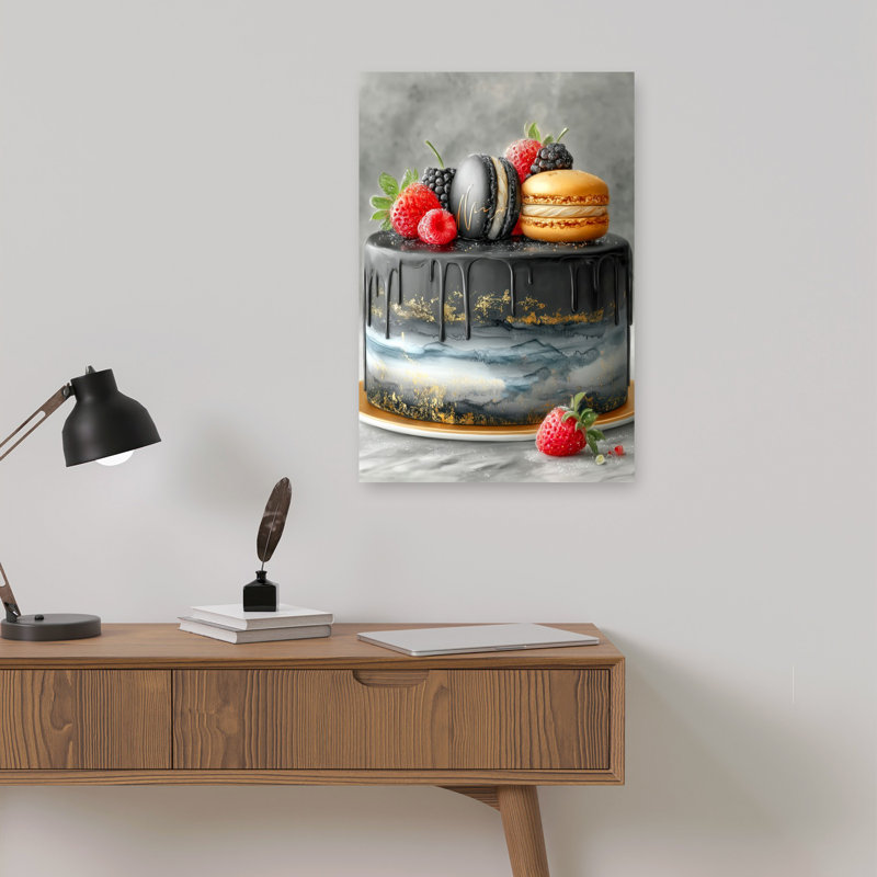 Art mural moderne élégant, gâteau noir élégant, H 18 po x l 12 po