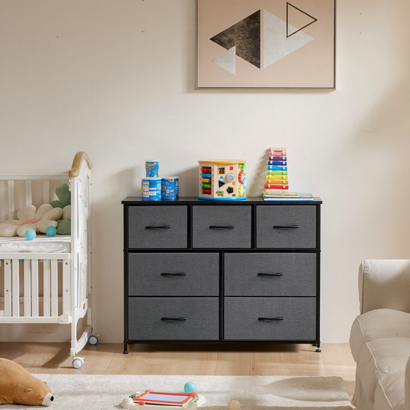  Tall Dresser for Bedroom Tall Fabric Dresser with Wooden Top - Tall Drawers, Sturdy Storage Tower for Bedroom, Closet, Nursery, Entryway, Kids Room