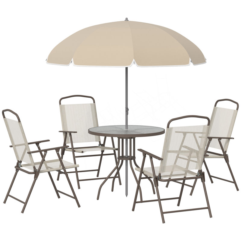 Ensemble de salle à manger 6 pièces pour patio, Brun, Brun